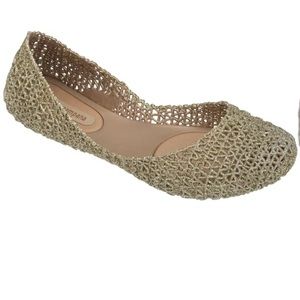 Melissa + Campana Gold Glitter Flats Size 10